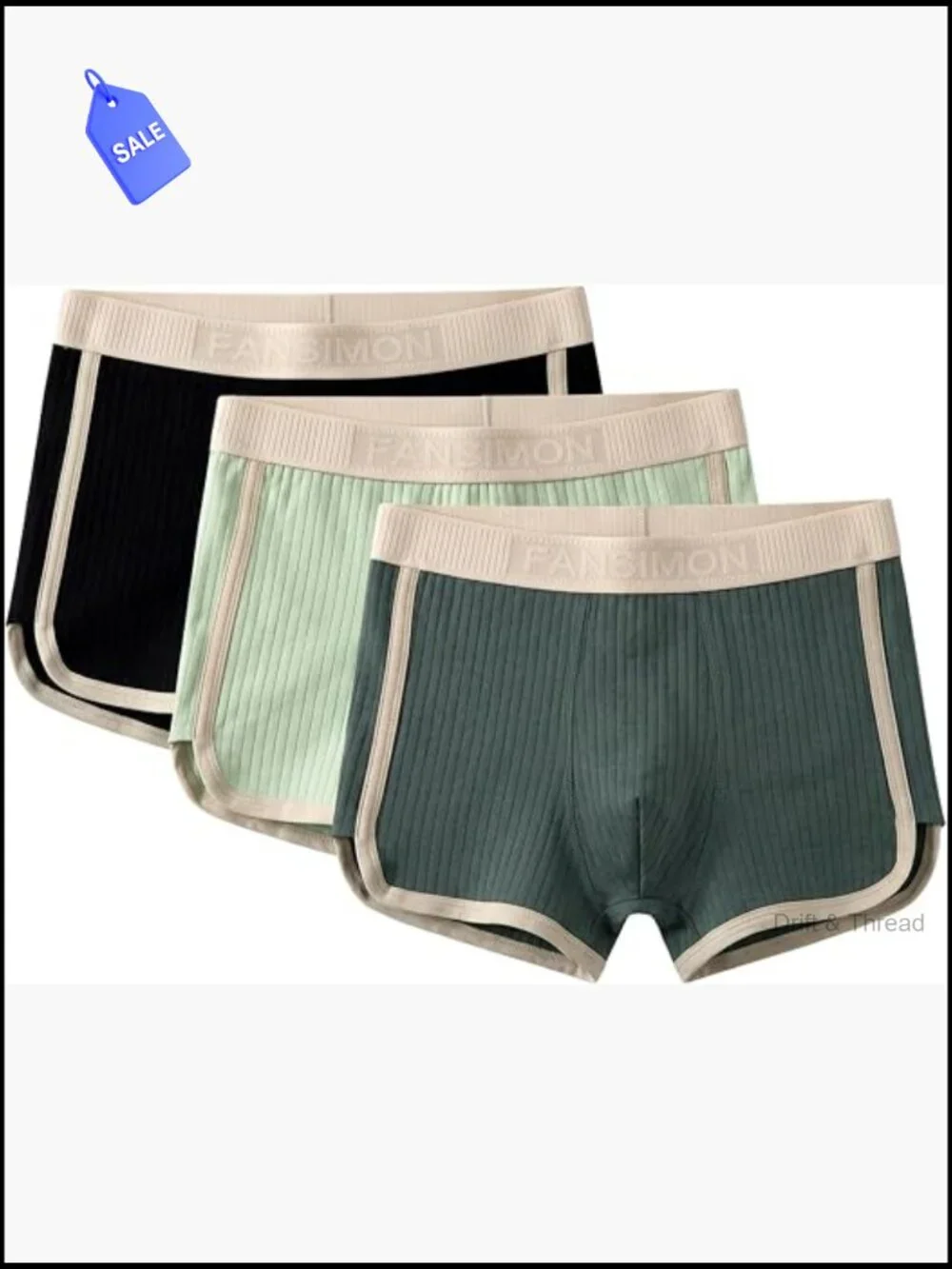 Men's Boxer Briefs 3 Pack Ribbed Knit Quick Dry Trunks Breathable Underwear
